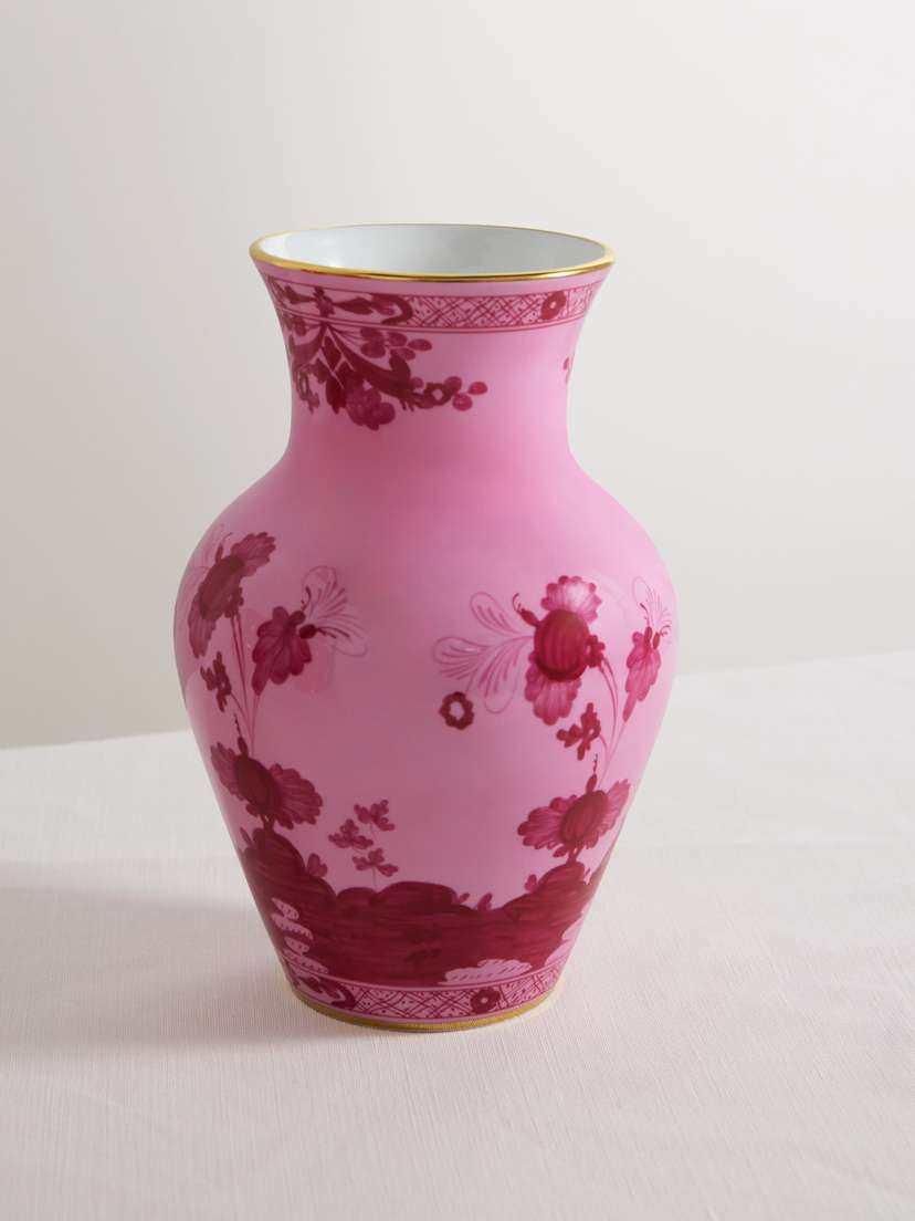 GINORI 1735 Ming Gold-plated Printed Porcelain Vase