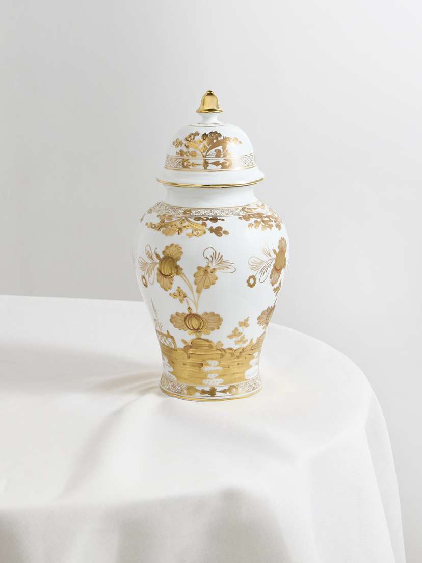GINORI 1735 Potiche Gold-plated Porcelain Vase