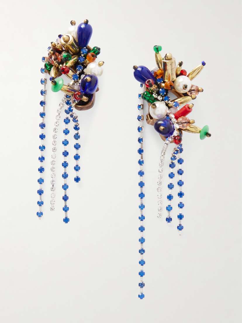 Dries Van Noten Gold-tone, Resin And Crystal Clip Earrings