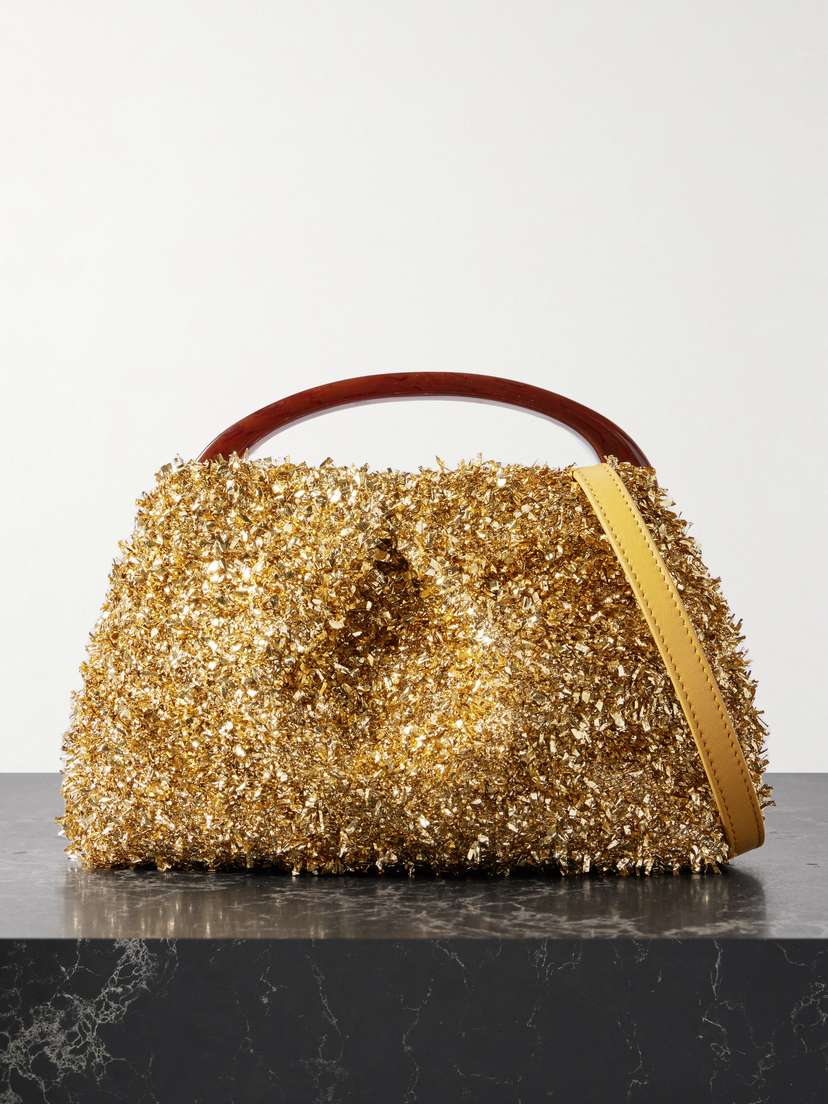 Dries Van Noten Leather-trimmed Tinsel Shoulder Bag