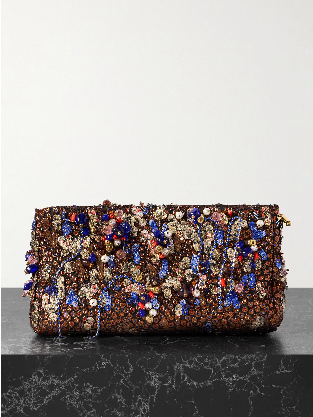 Dries Van Noten - Embellished Metallic Jacquard-crepon Clutch - Multi