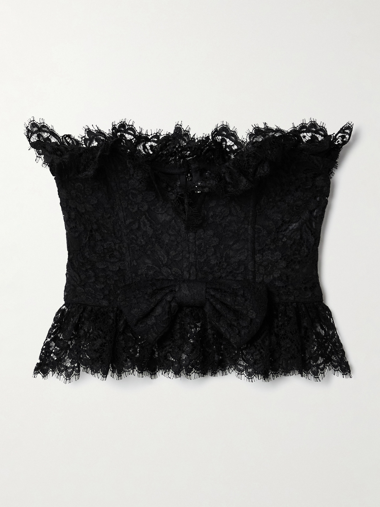 Alessandra Rich - Strapless Bow-embellished Lace Bustier Top - Black