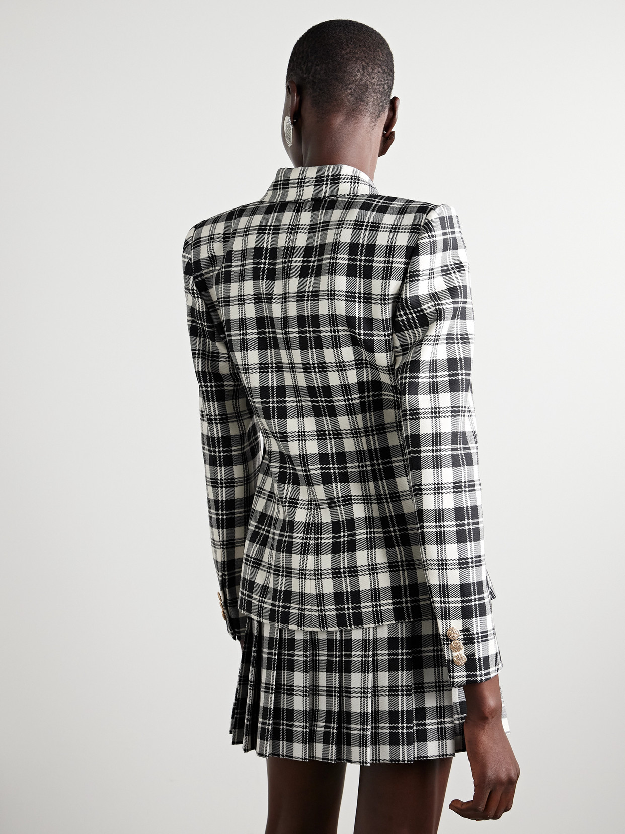 Alessandra Rich Checked Wool-twill Blazer In Multi