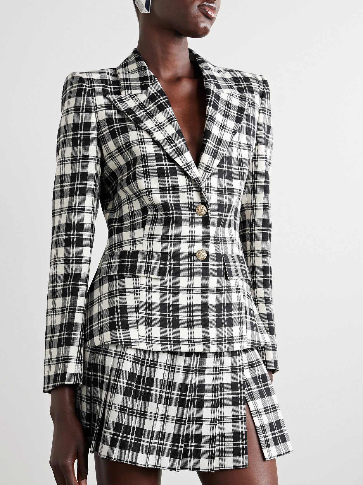 Alessandra Rich Checked Wool-twill Blazer In Multi