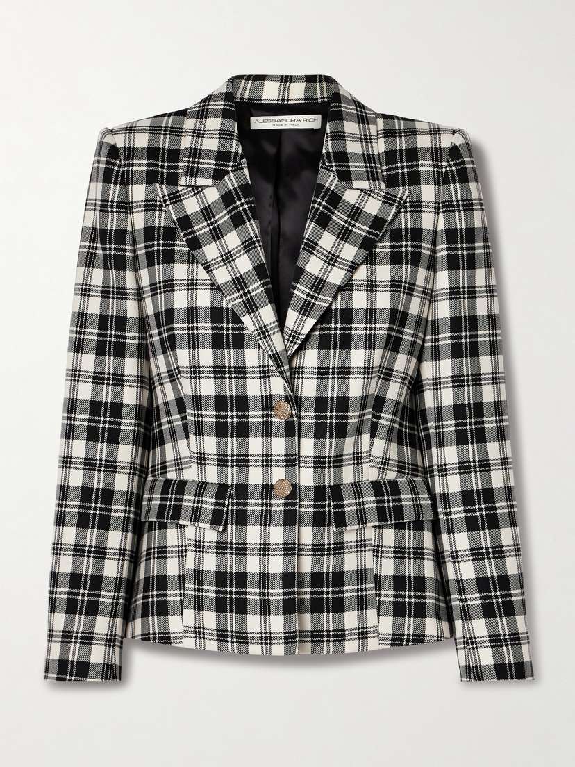 Alessandra Rich Checked Wool-twill Blazer