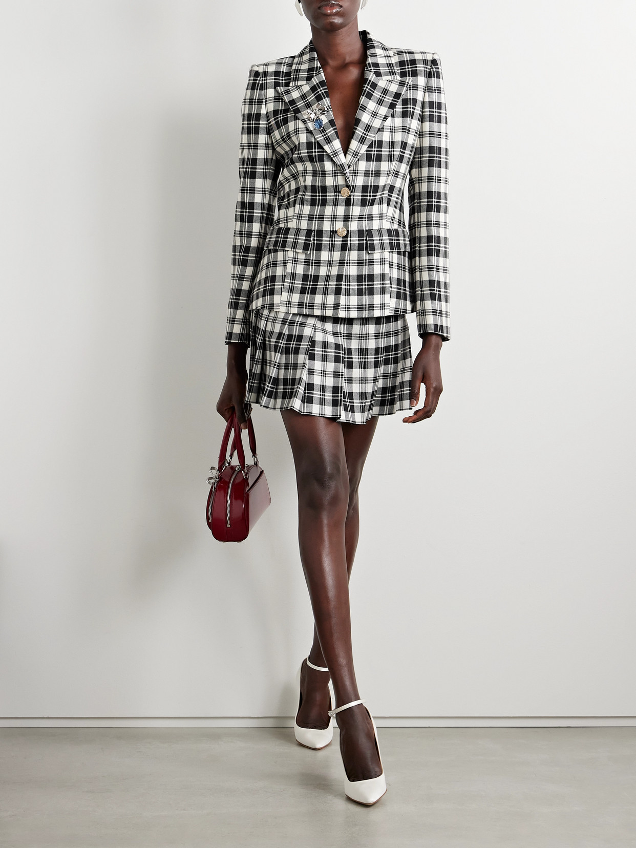 Alessandra Rich Checked Wool-twill Blazer In Multi