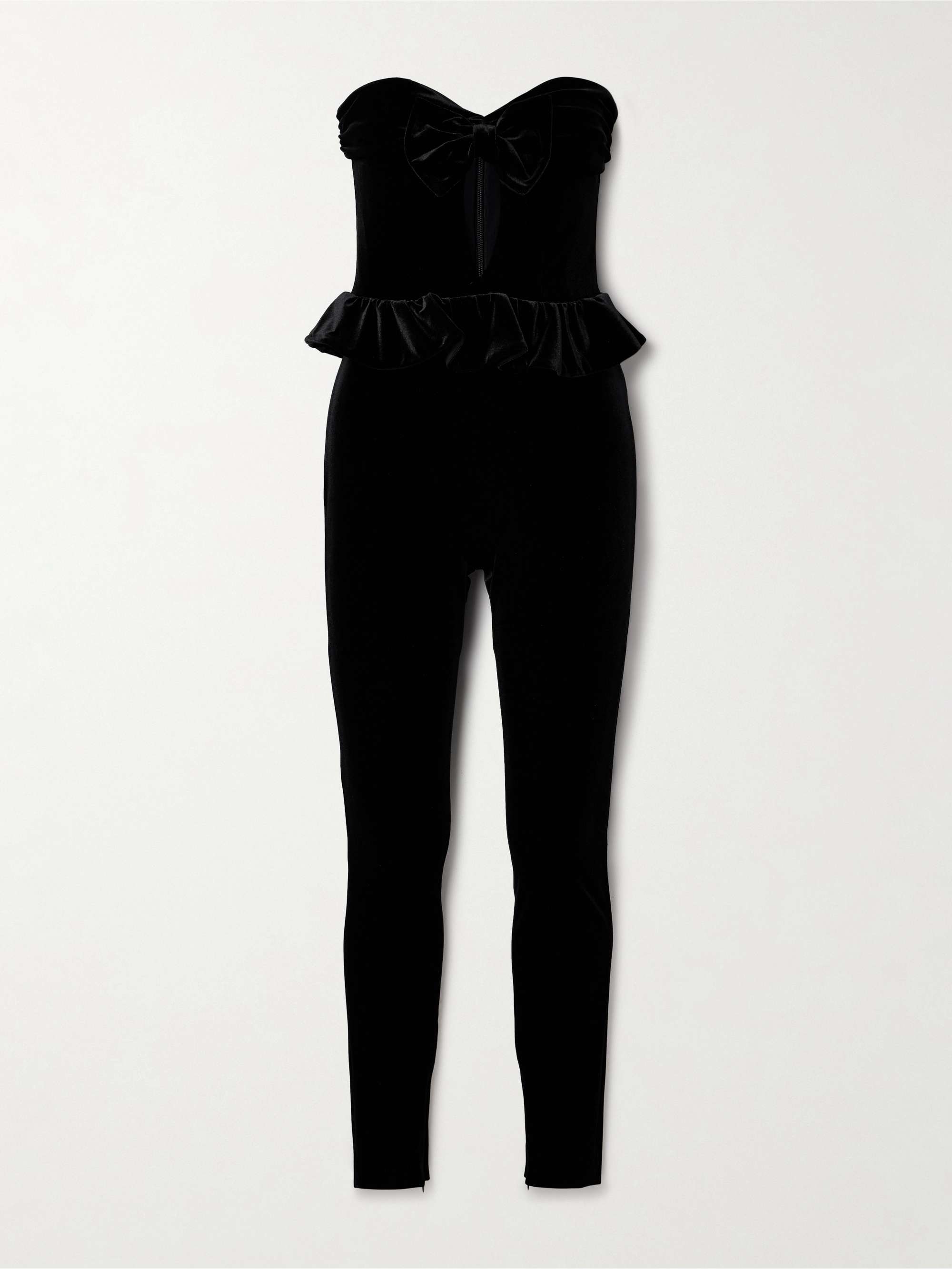 ALESSANDRA RICH Strapless bow detailed cutout velvet jumpsuit NET A PORTER