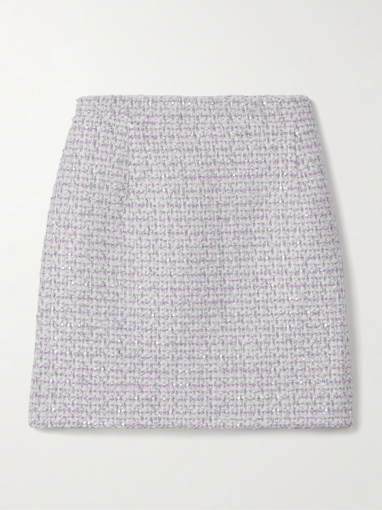 Alessandra Rich - Sequin-embellished Metallic Tweed Mini Skirt - White