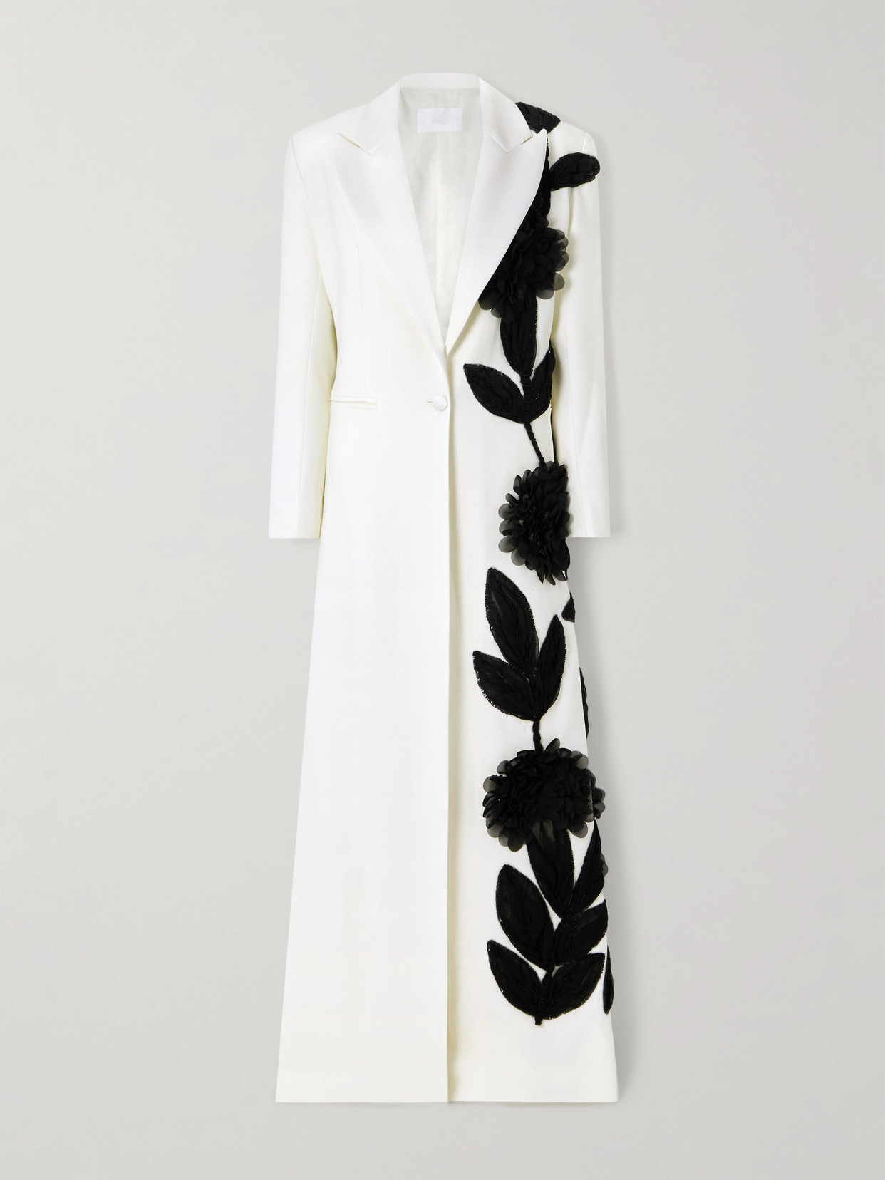 Costarellos - Marthanna Embellished Appliquéd Wool-blend Coat - White
