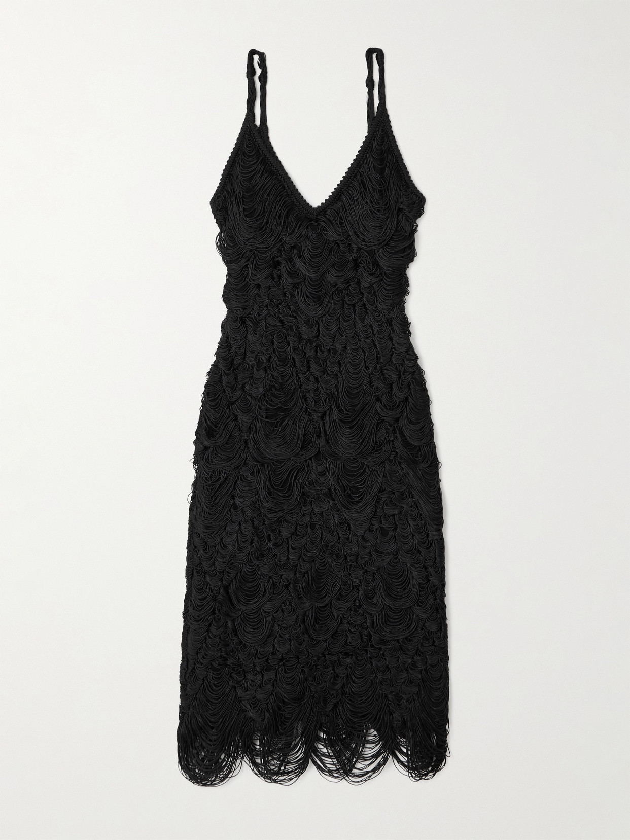 Ferragamo Crocheted Silk-blend Midi Halter Dress In Black