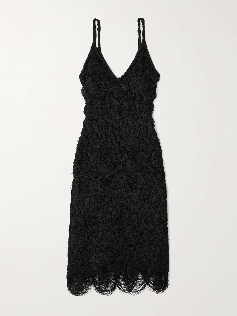 Ferragamo Fringed Silk-blend Midi Dress