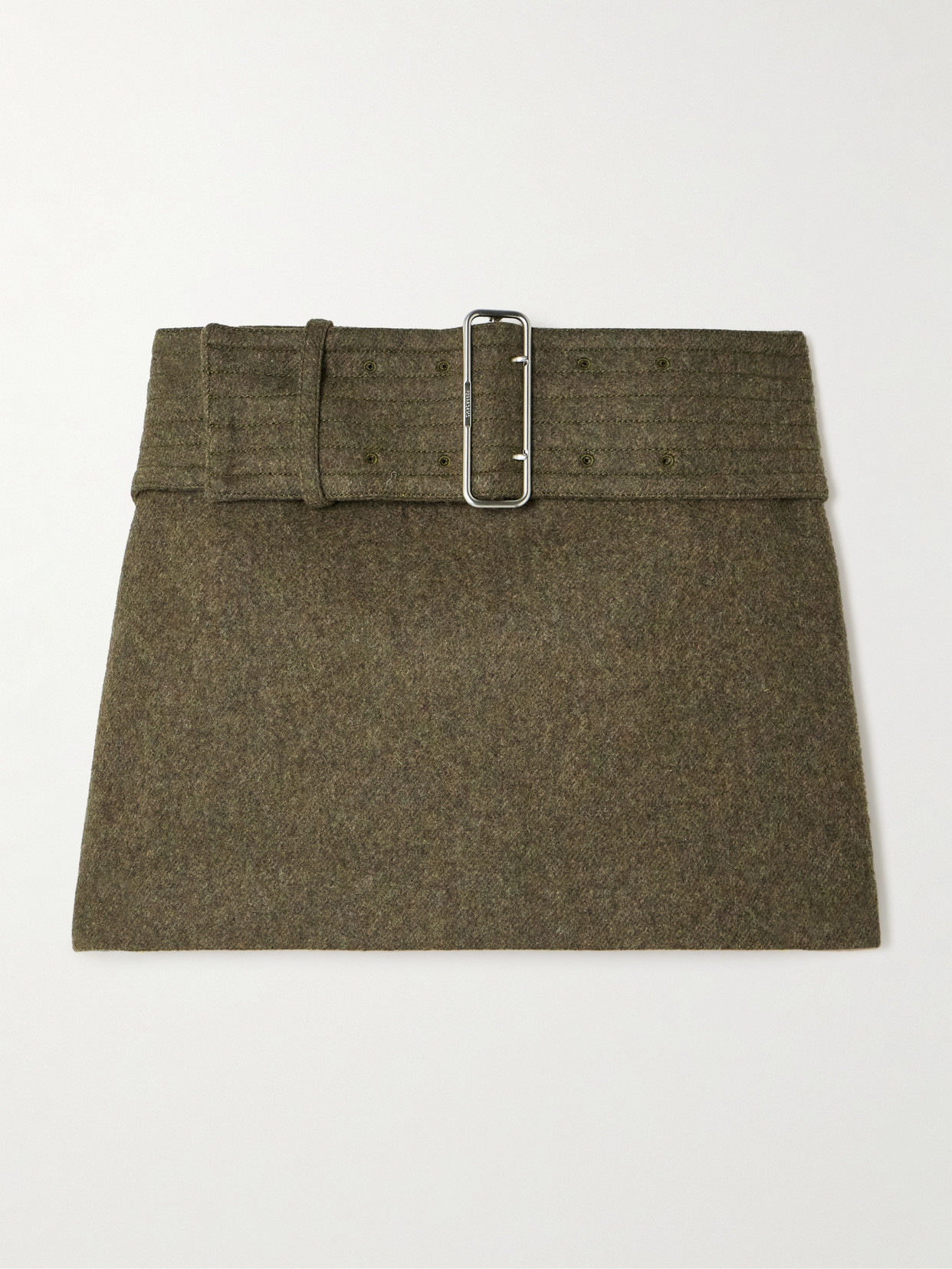 Ferragamo - Belted Wool-tweed Mini Skirt - Green