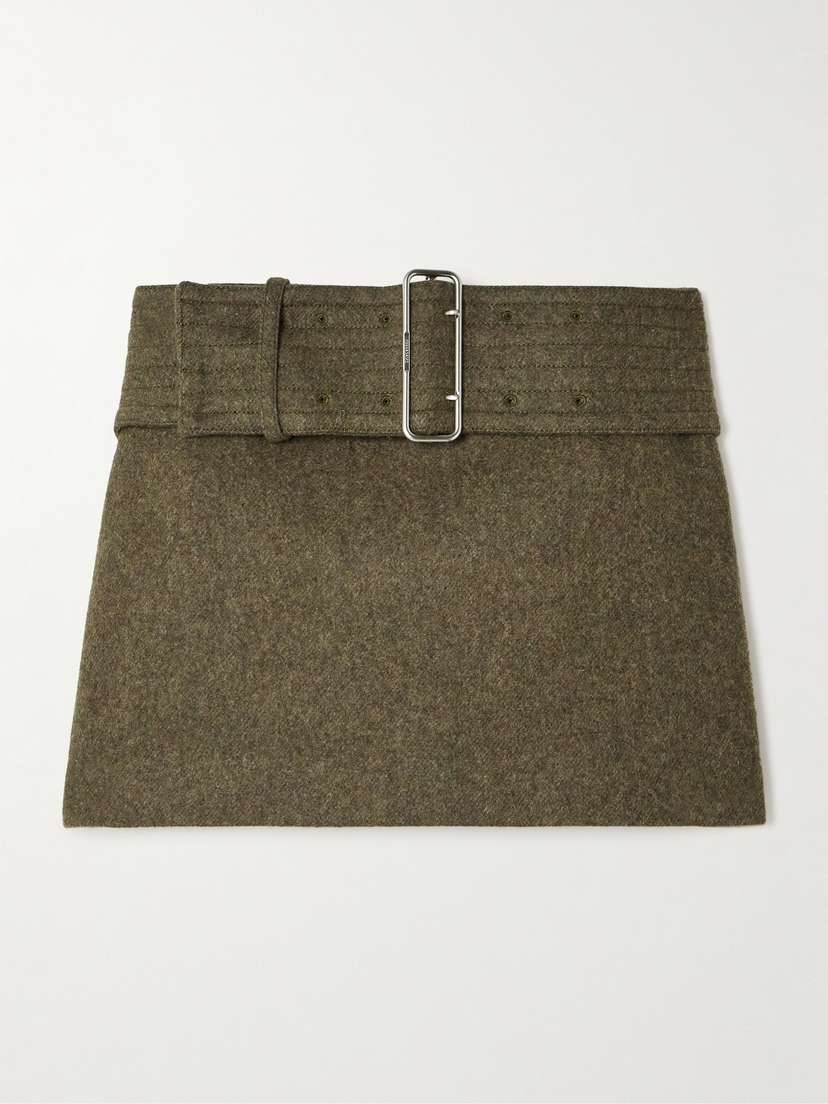 Ferragamo Belted Wool-tweed Mini Skirt