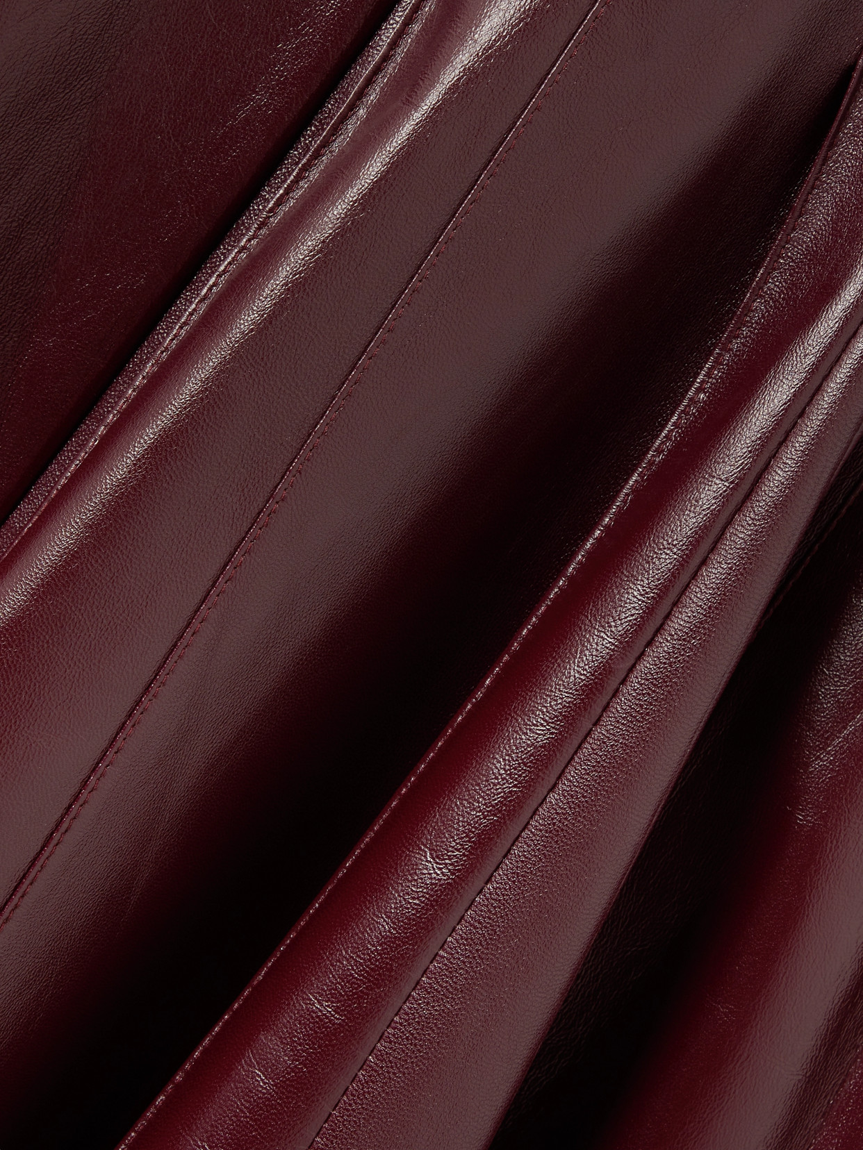 Bottega Veneta Pleated Glossed-leather Midi Skirt In Red