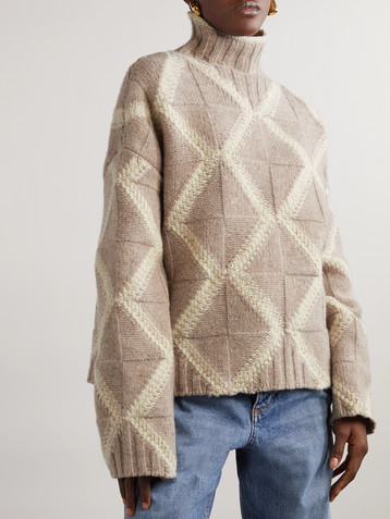 Bottega Veneta Argyle intarsia-knit wool turtleneck sweater