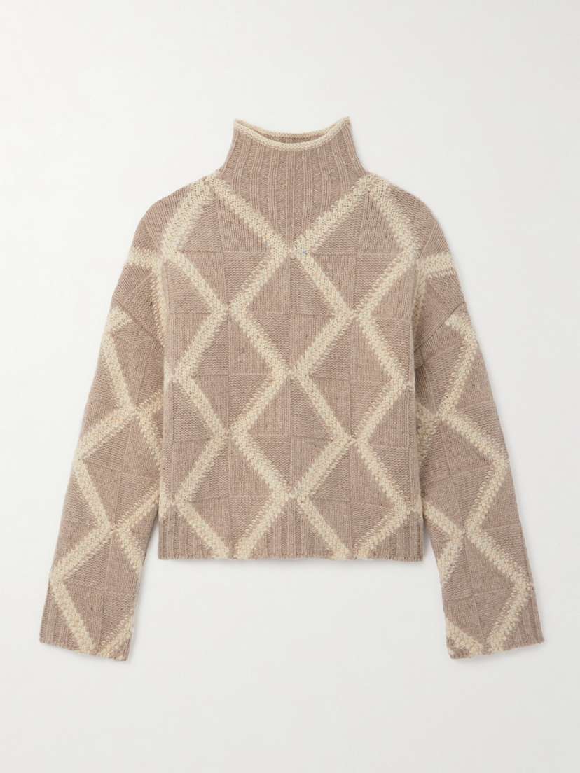 Bottega Veneta Argyle Intarsia-knit Wool Turtleneck weater