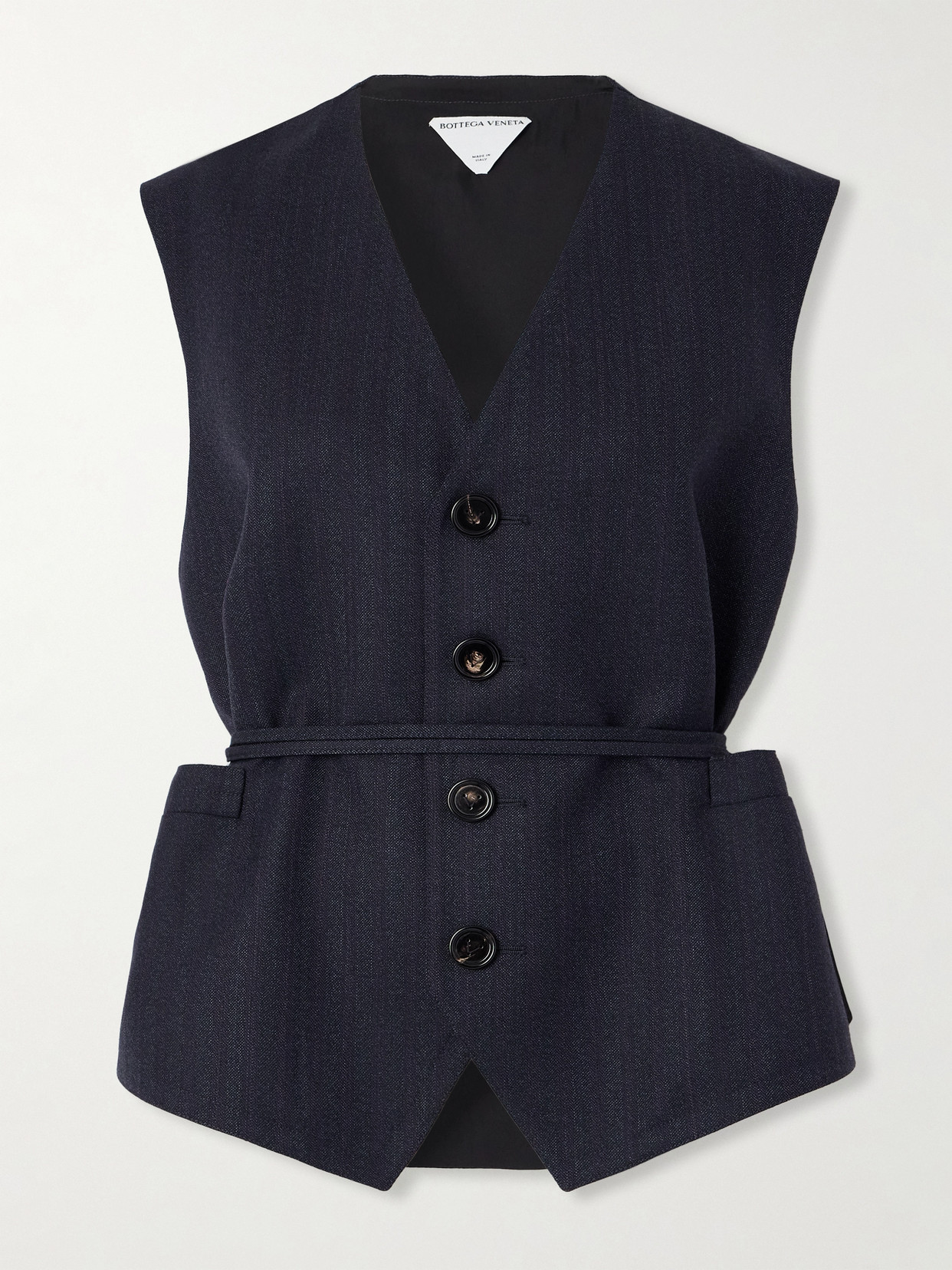 Bottega Veneta - Belted Wool Waistcoat - Black