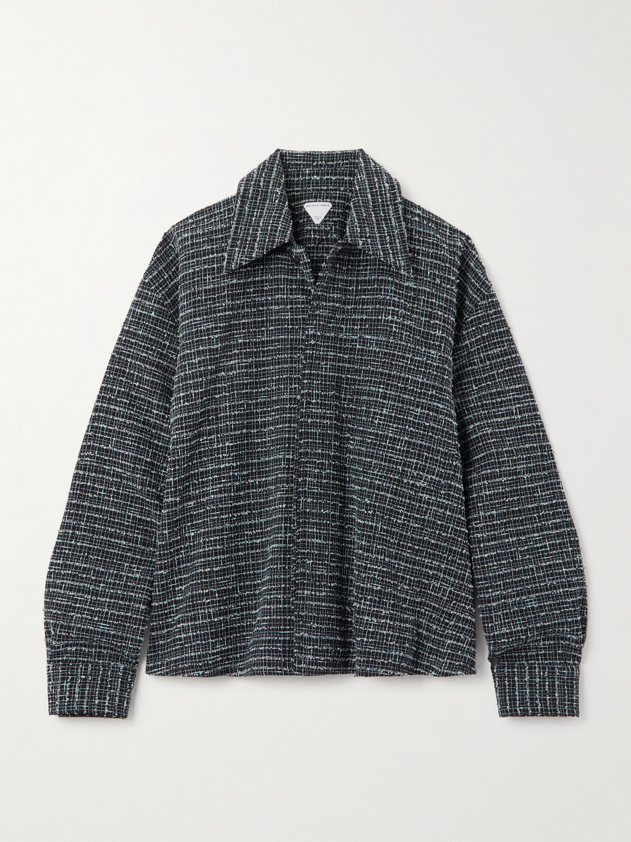 Bottega Veneta Oversized Tweed Shirt In Blue