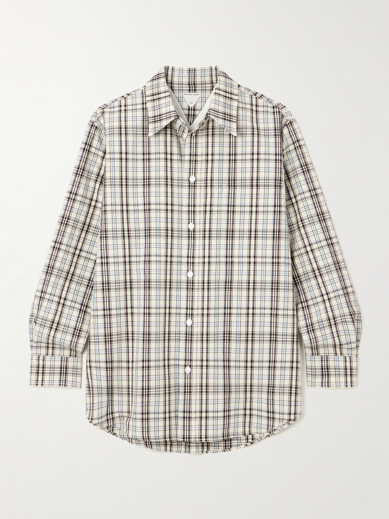 Bottega Veneta Oversized Checked Cotton Shirt In Brown