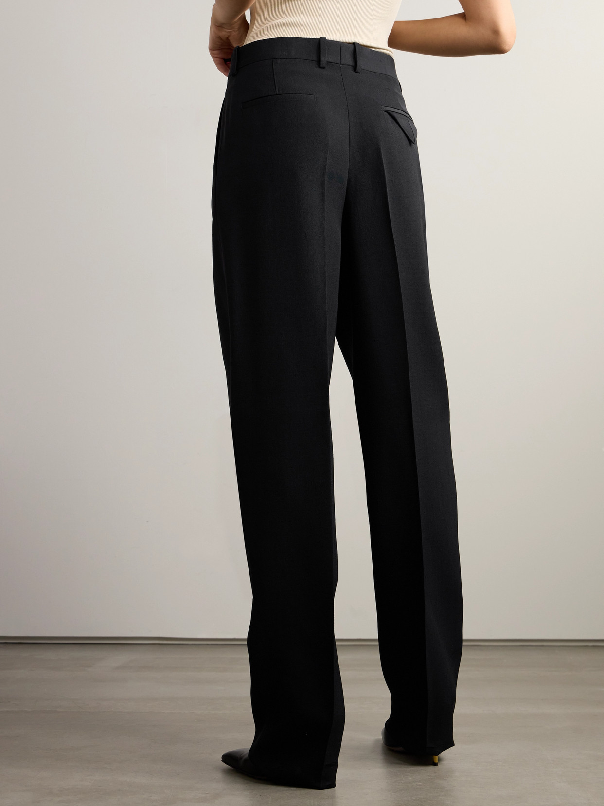 Shop Bottega Veneta Grain De Poudre Wide-leg Pants In Black