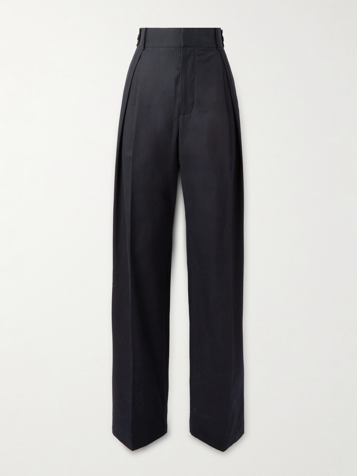 Bottega Veneta - Pleated Cotton-twill Wide-leg Pants - Blue