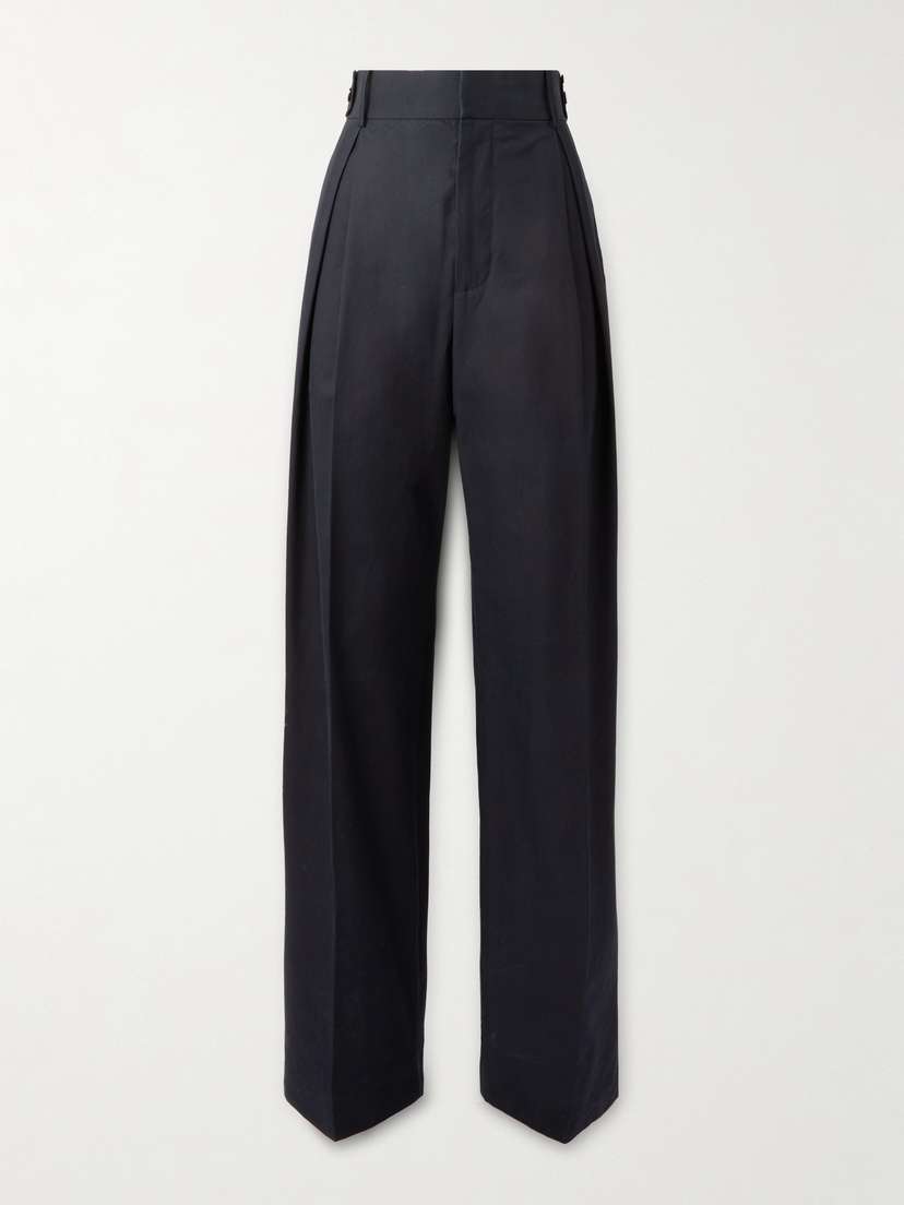 Bottega Veneta Pleated Cotton-twill Wide-leg Pants