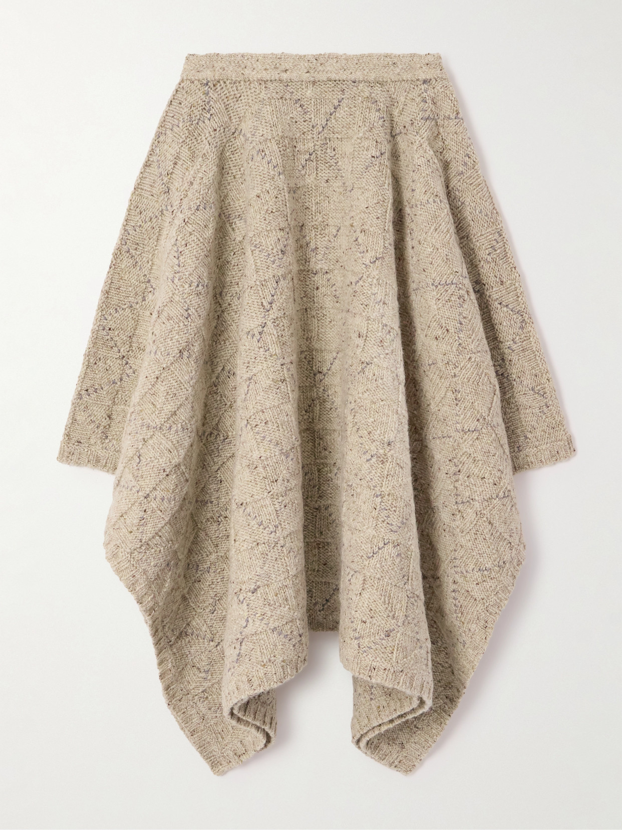 Bottega Veneta - Checked Knitted Wool Midi Skirt - Gray