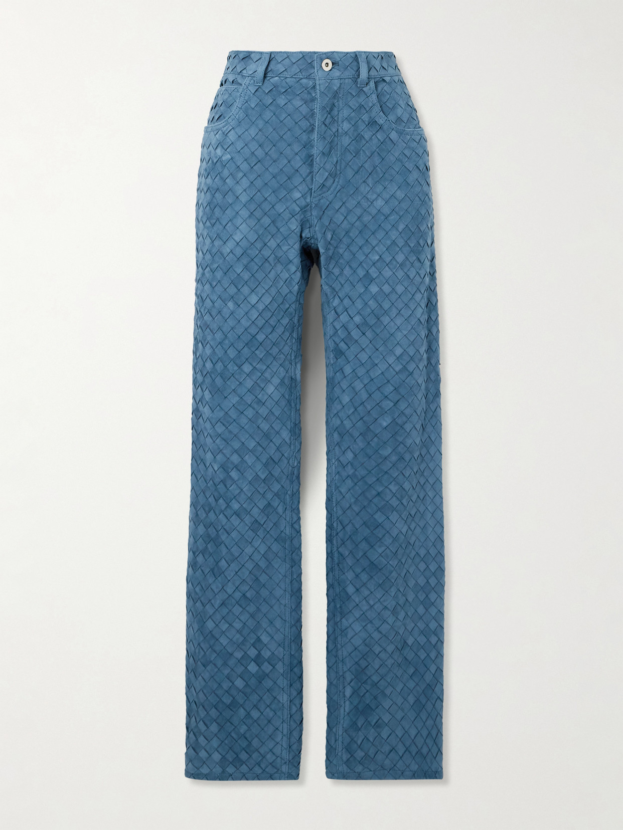Bottega Veneta - Intrecciato Suede Straight-leg Pants - Blue