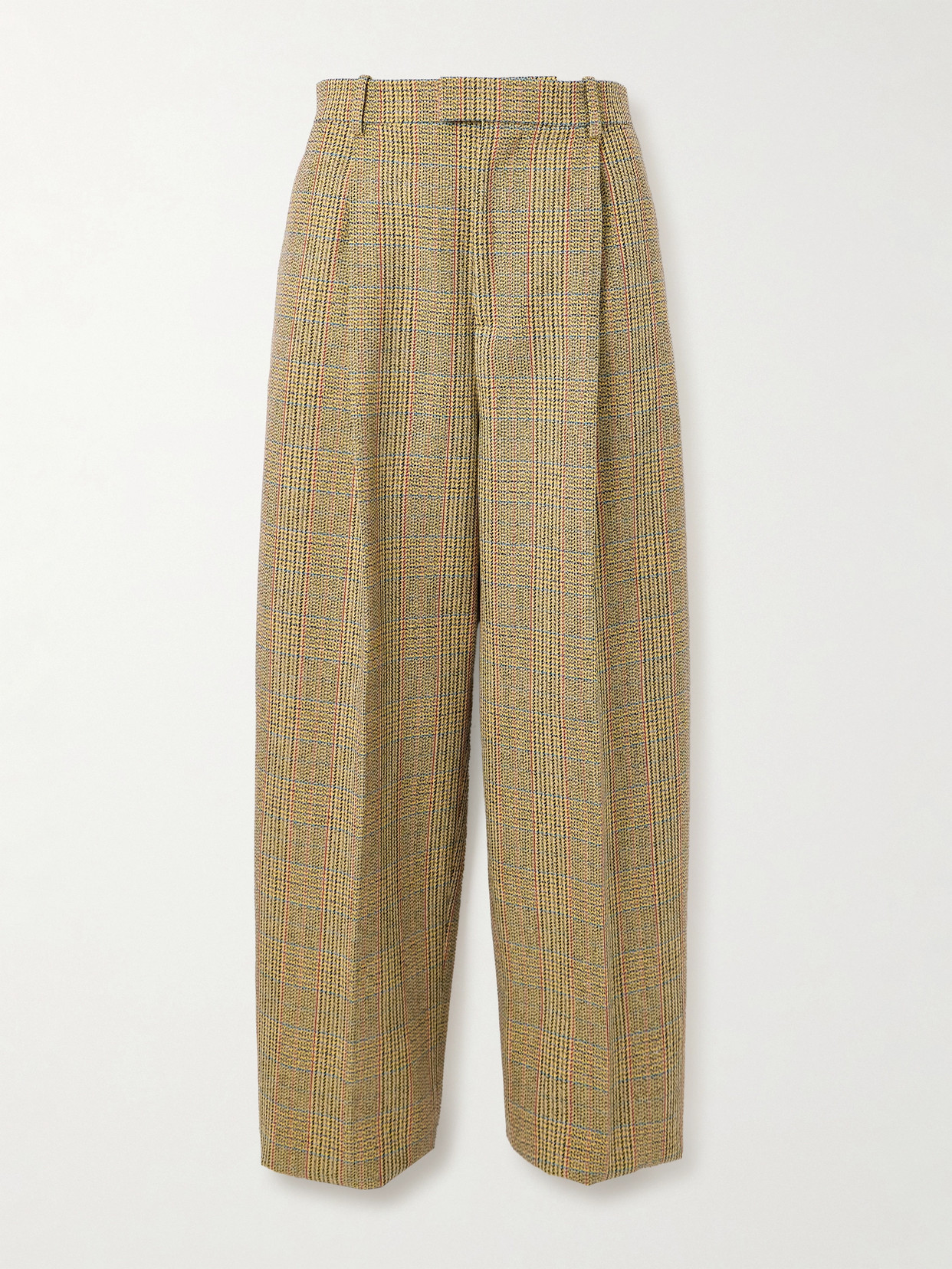 Bottega Veneta Prince Of Wales Checked Tweed Straight-leg Pants In Neutrals