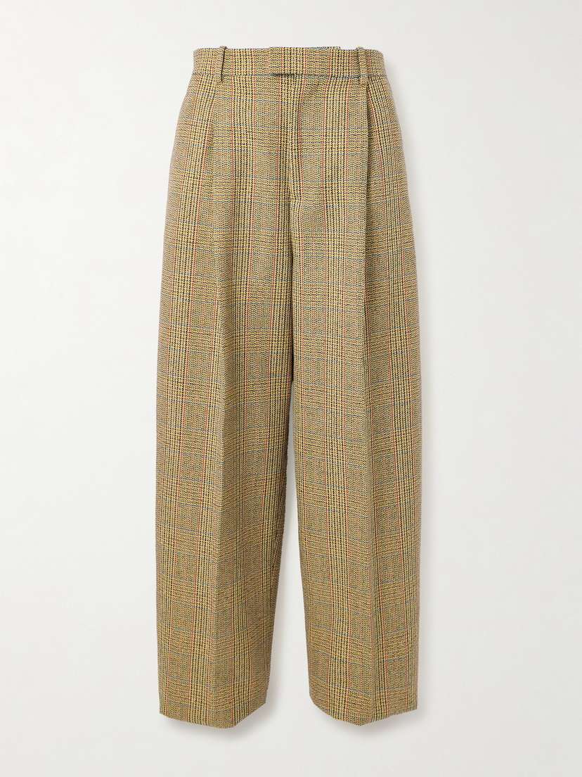 Bottega Veneta Prince Of Wales Checked Tweed Straight-leg Pants