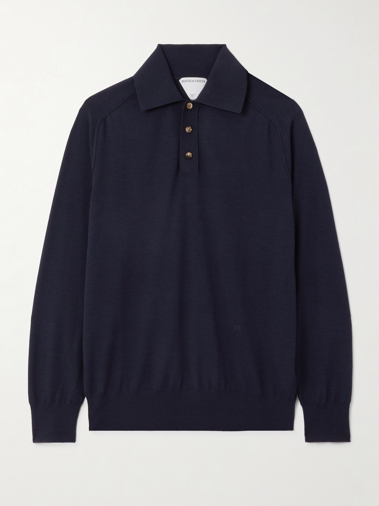 Bottega Veneta Wool Polo Shirt In Blue