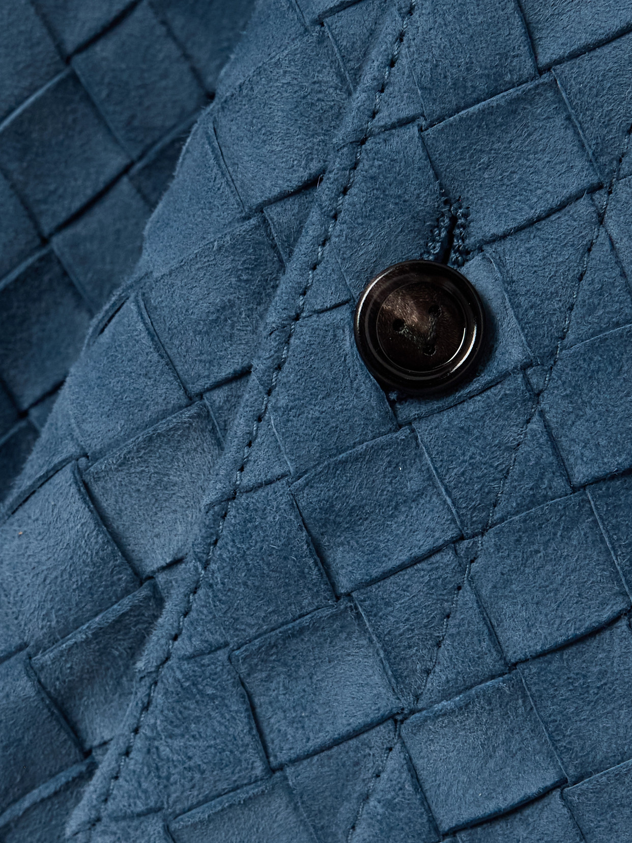 Bottega Veneta Intrecciato Suede Shirt In Blue