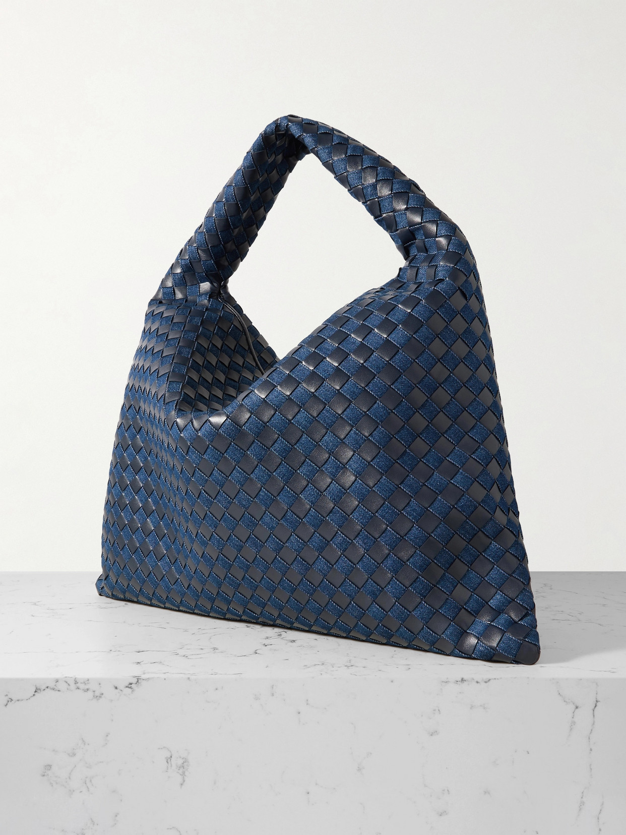 Hop Large Intrecciato Leather And Denim Tote