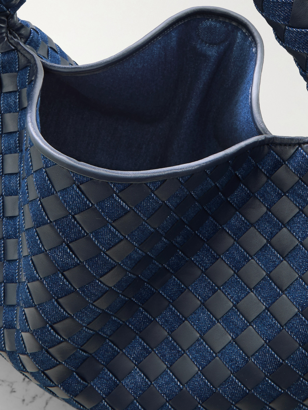 Hop Large Intrecciato Leather And Denim Tote