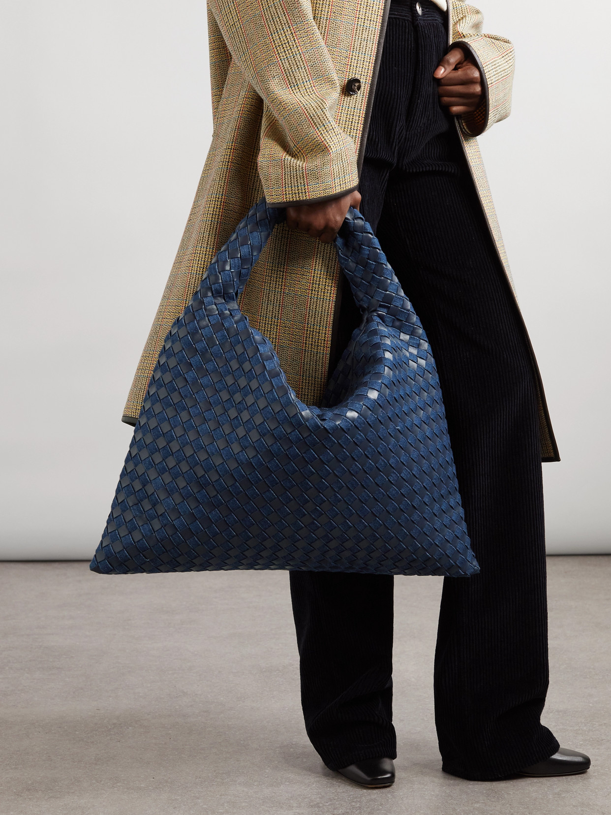 Hop Large Intrecciato Leather And Denim Tote