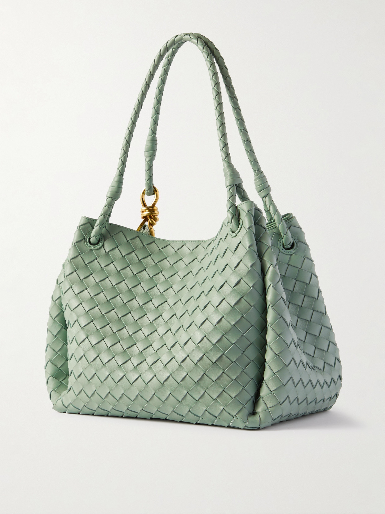 Shop Bottega Veneta Parachute Large Intrecciato Leather Shoulder Bag In Green