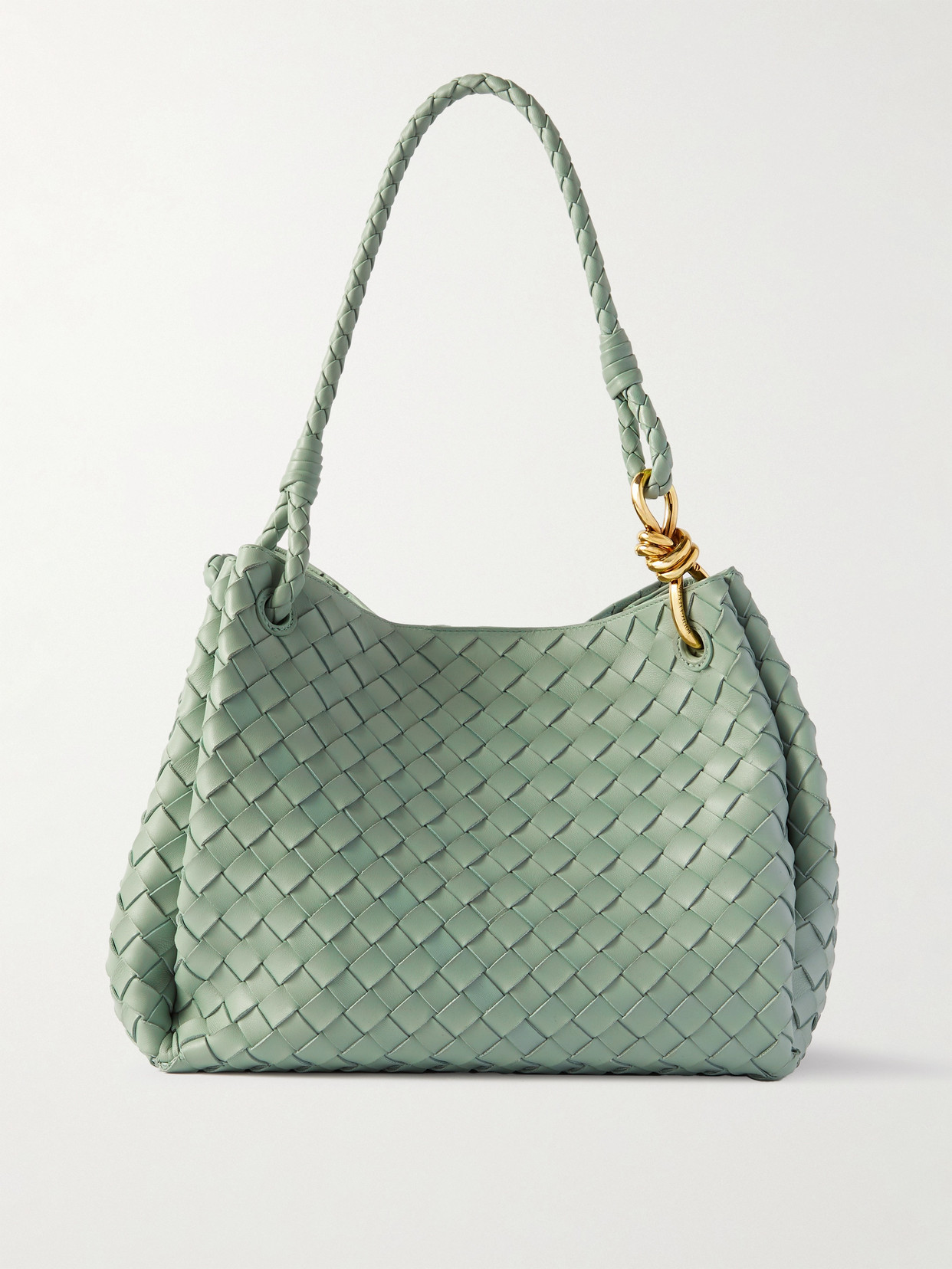 Shop Bottega Veneta Parachute Large Intrecciato Leather Shoulder Bag In Green