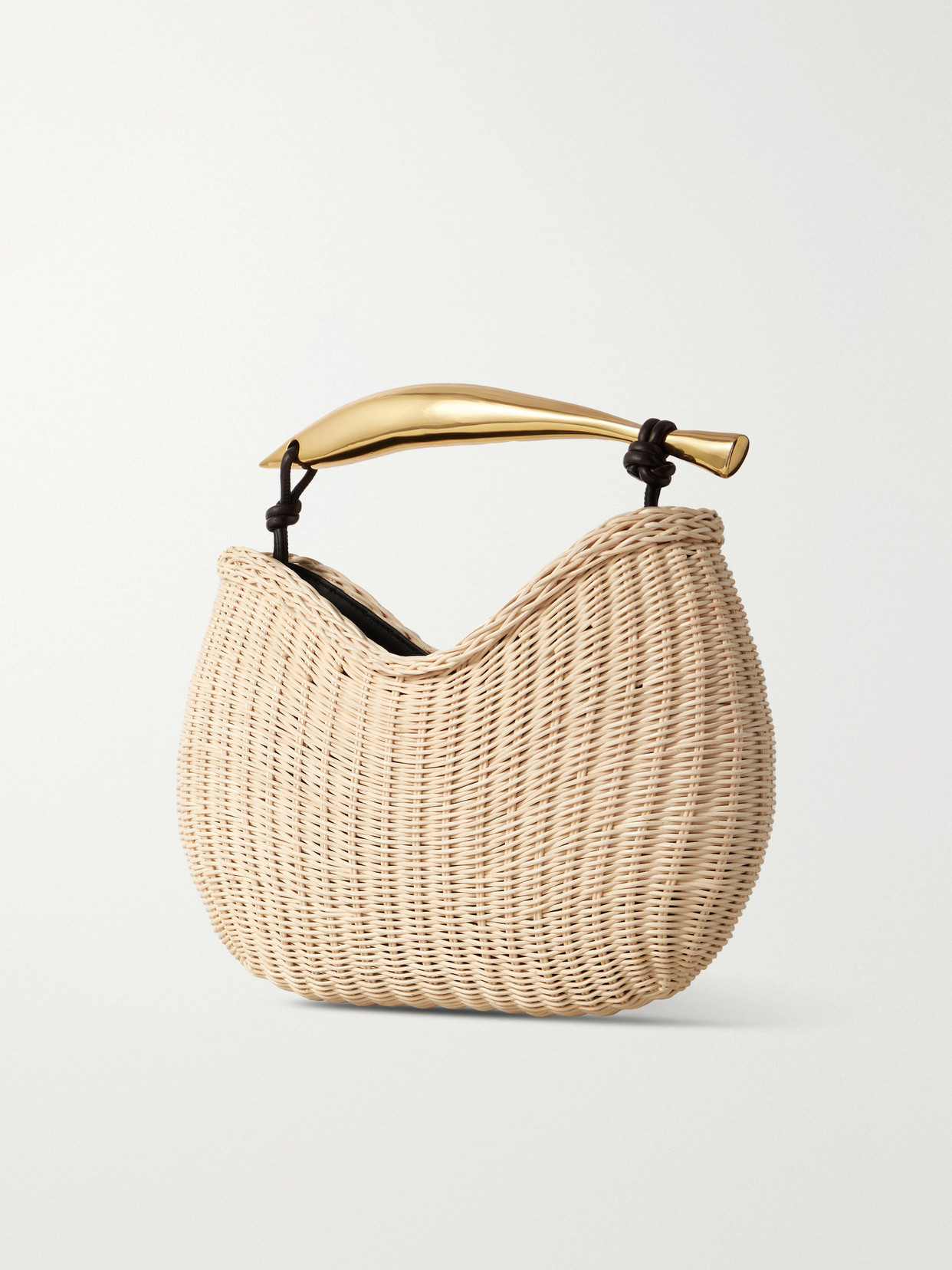 Sardine Small Leather-Trimmed Raffia Tote