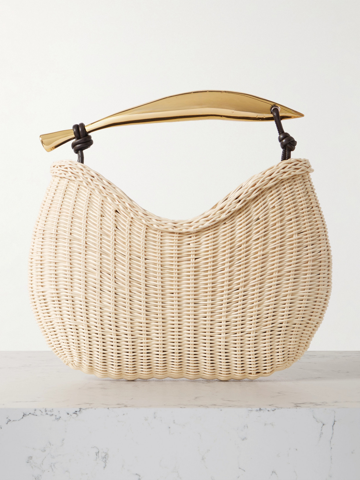 Bottega Veneta Sardine Small Leather-trimmed Raffia Tote In Neutrals