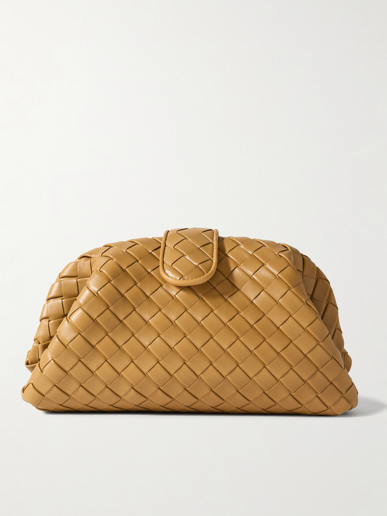 Bottega Veneta Womens Lauren Leather Clutch Bag Dark Praline-m Brass In Brown