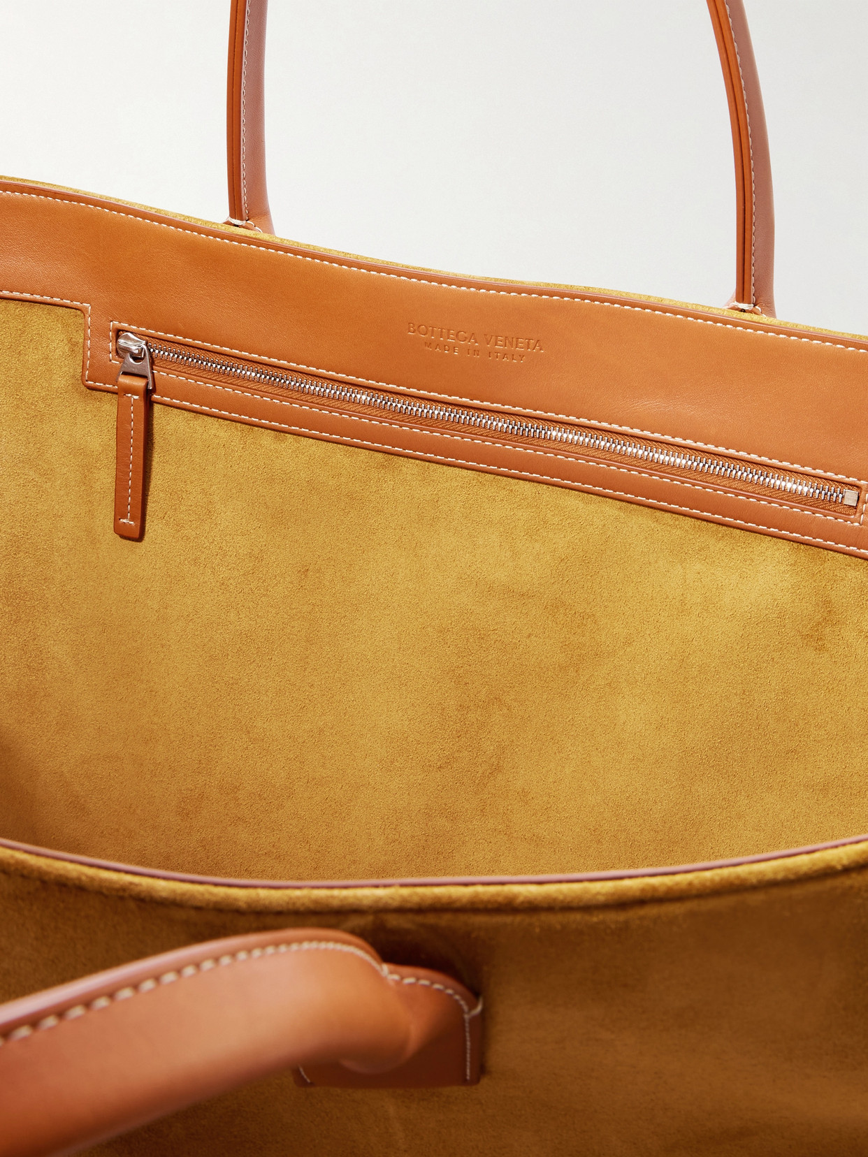 Bottega Veneta Cabat Large Leather-trimmed Suede Tote In Brown