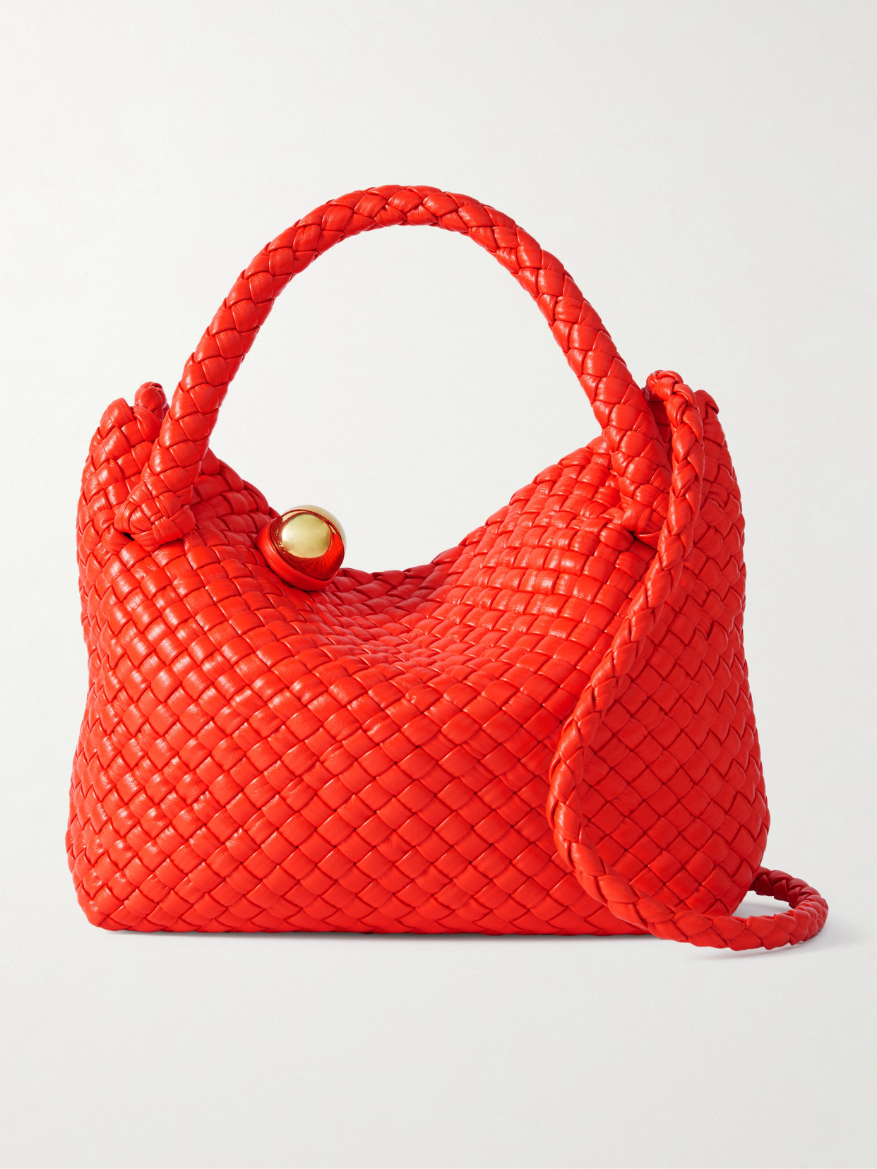 Bottega Veneta - Tosca Mini Embellished Intrecciato Leather Tote - Orange