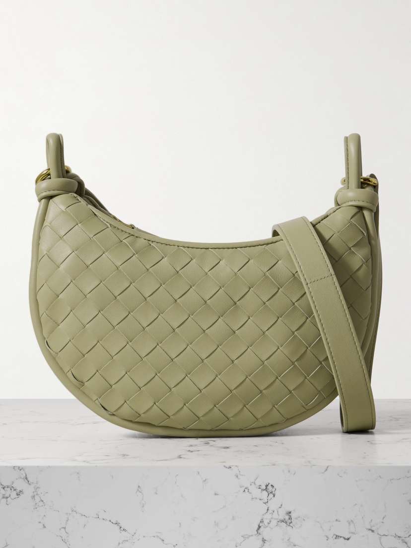 Bottega Veneta Gemelli Intrecciato Leather Messenger Bag