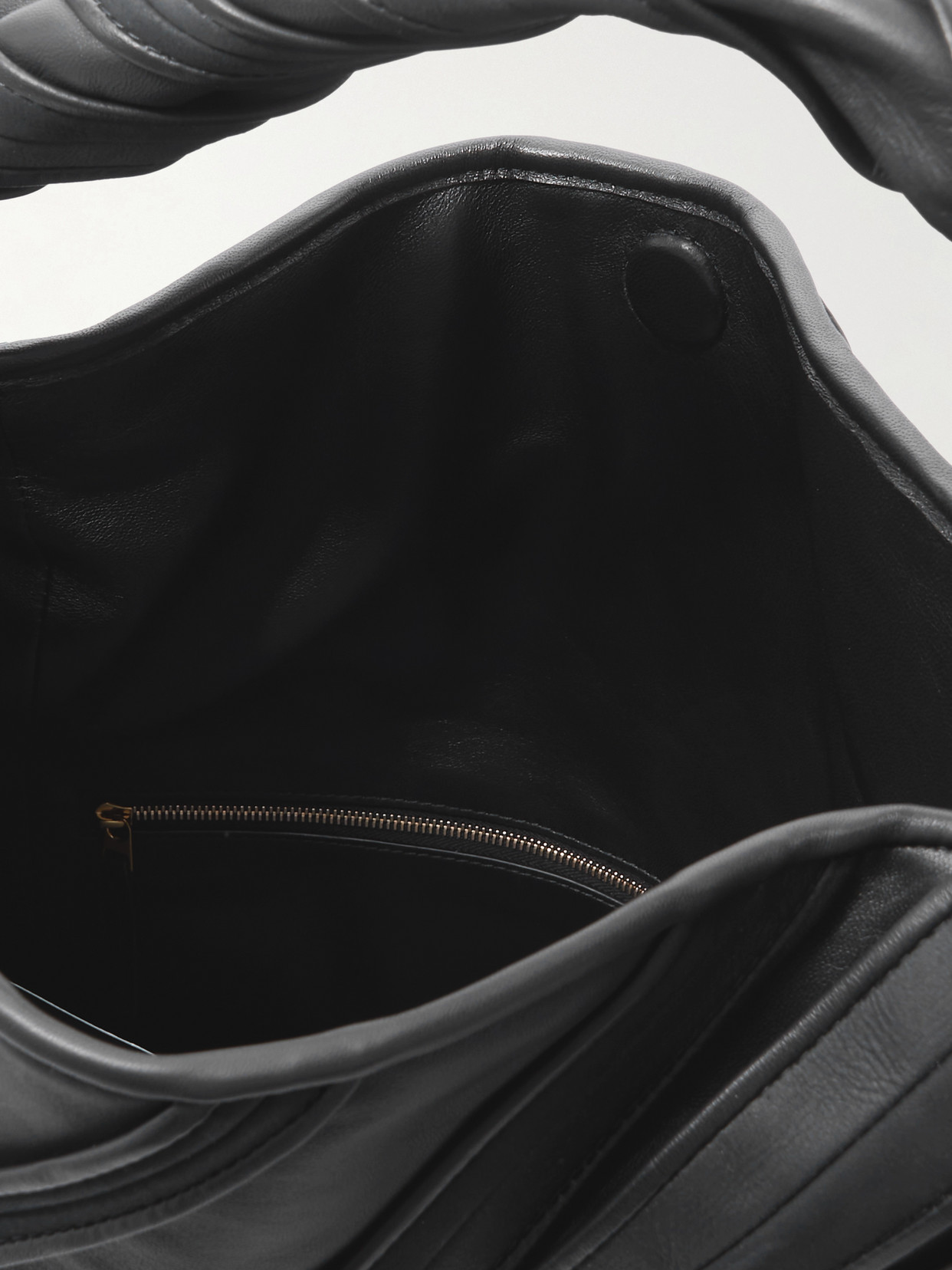 Bottega Veneta Hop Large Paneled Striped Suede And Leather Tote In Black