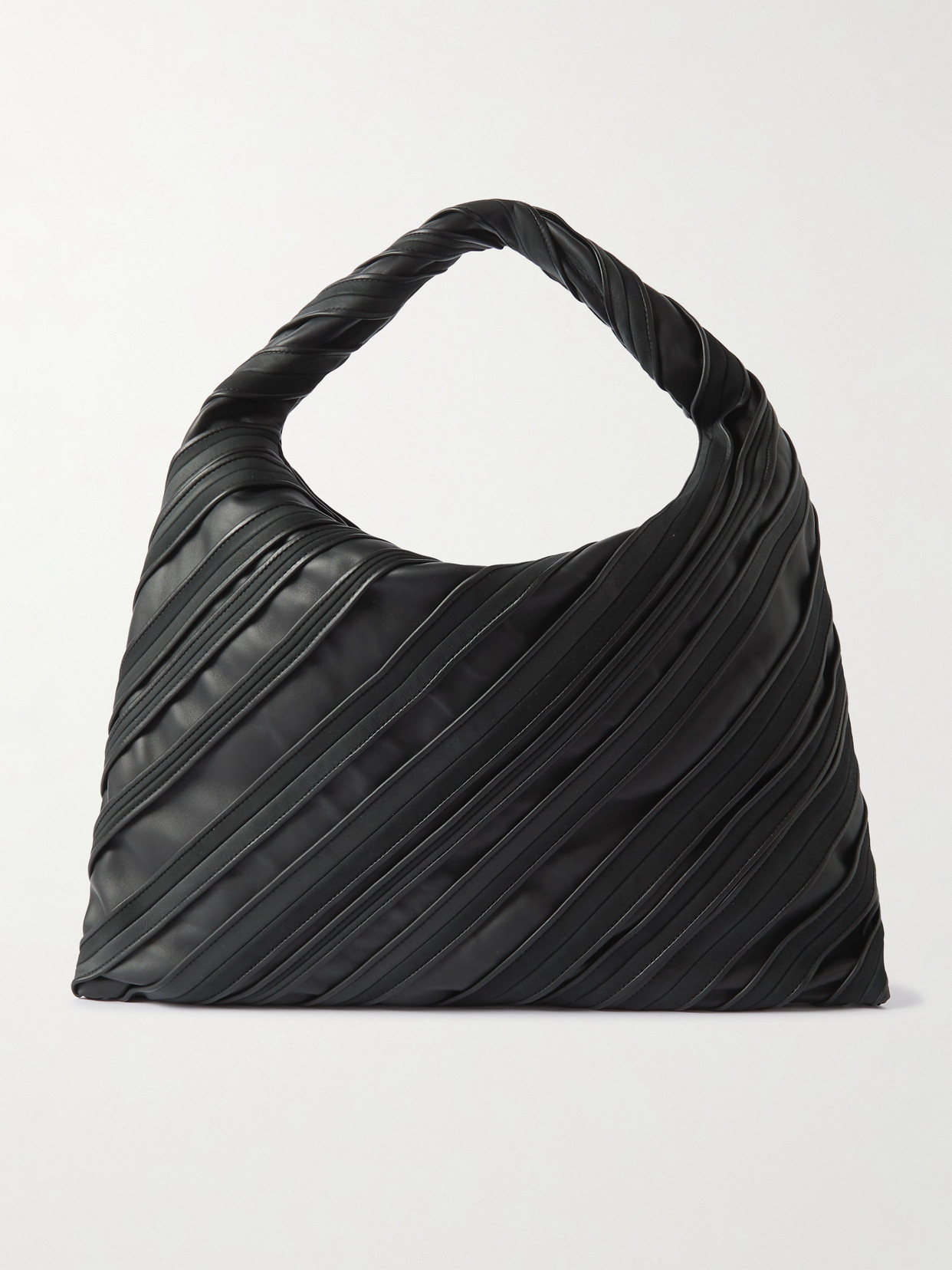 Bottega Veneta Hop Large Paneled Striped Suede And Leather Tote In Black