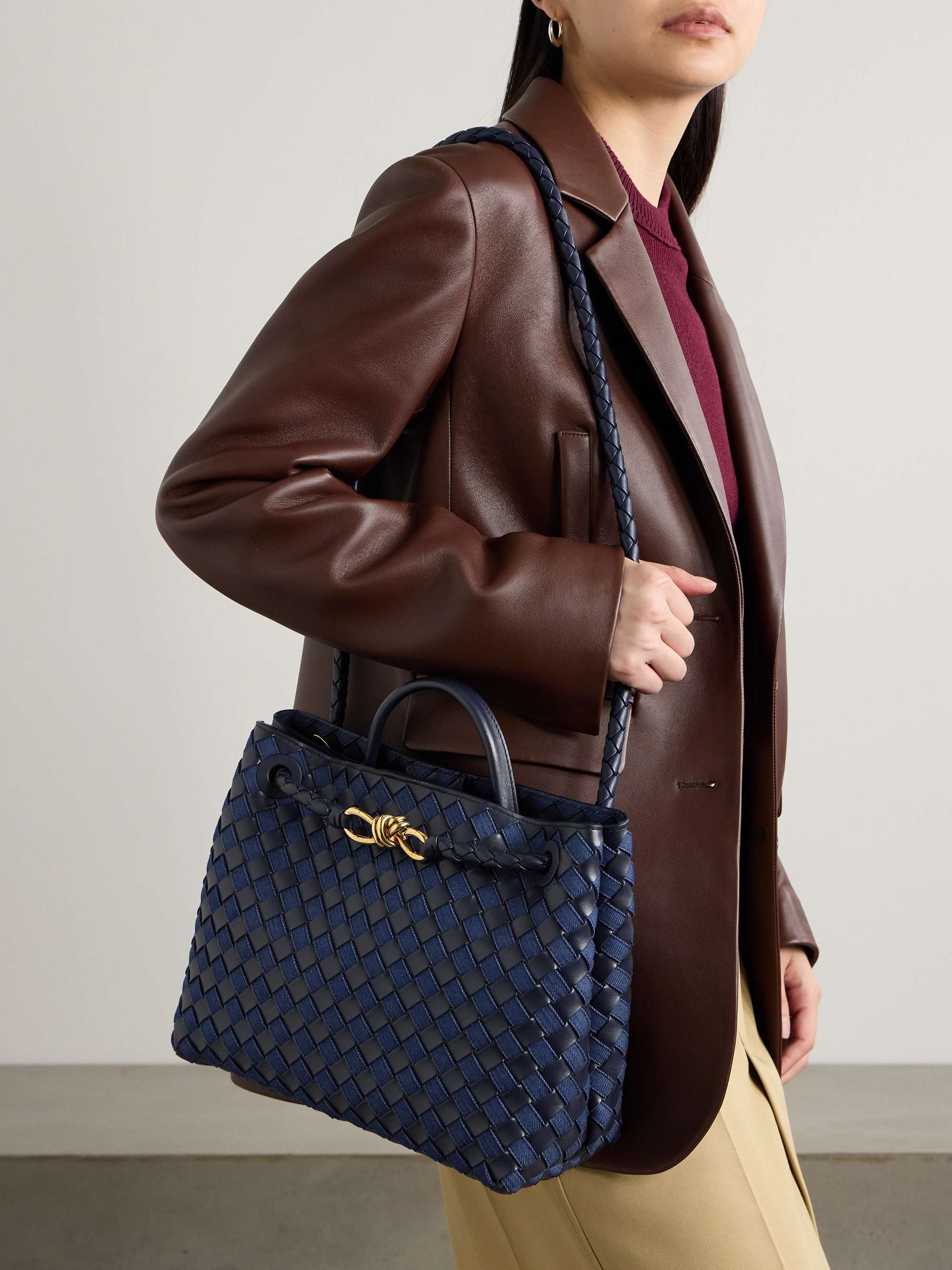 BOTTEGA VENETA Andiamo medium embellished intrecciato leather and  