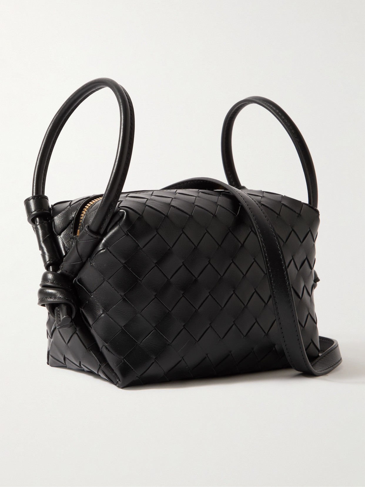 Bottega Veneta Small Intrecciato Leather Shoulder Bag In Black