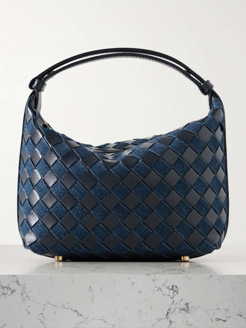 Bottega Veneta Mini Wallace Intrecciato Leather And Denim Shoulder Bag