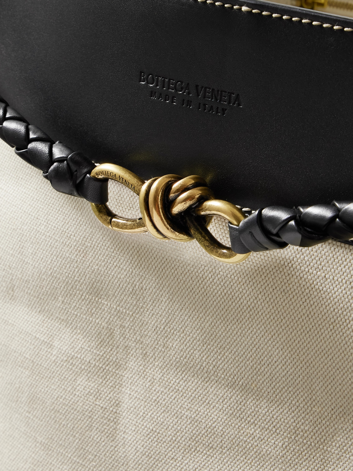 Andiamo Large Embellished Leather-Trimmed Canvas Tote