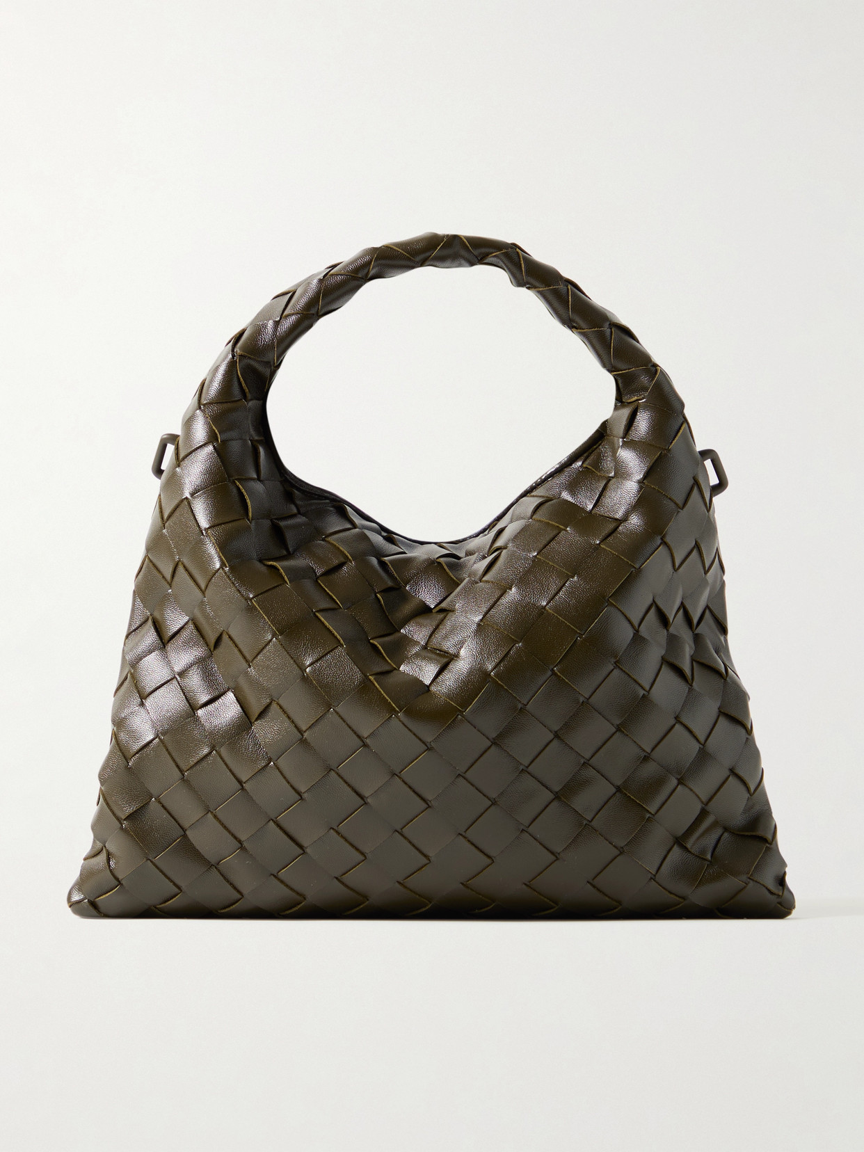 Bottega Veneta Mini Hop Intrecciato Leather Shoulder Bag In Green